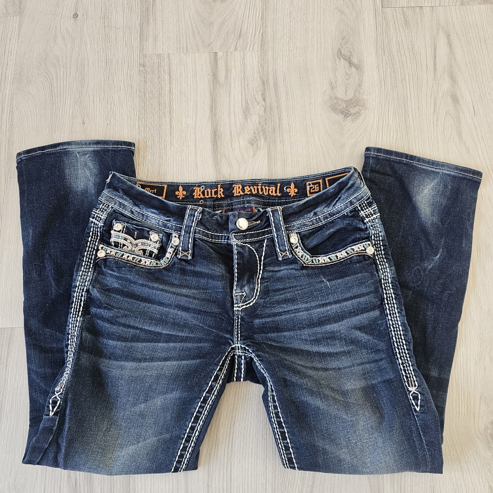 Rock Revival Women's Dark Blue Capri or Cropped Jeans